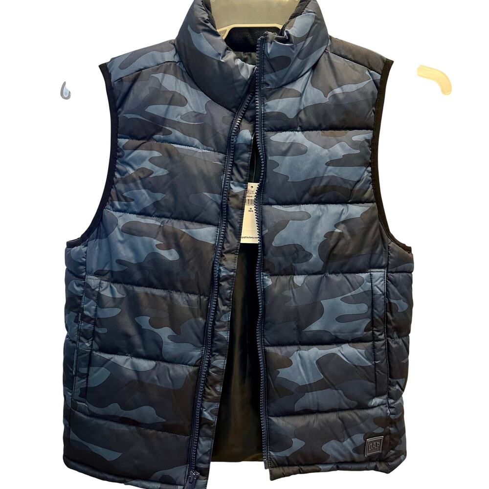 GAP Camo Puffer Vest Jacket Medium Boys NWT